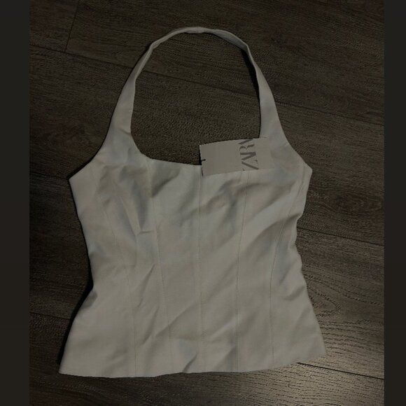 ZARA White Halter Top Size XS (Tags Attached) - Picture 1 of 2
